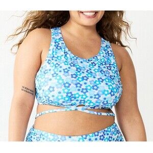 NINETY-NINE DEGREES SWIM TOP JUNIORS PLUS SIZE 1X (16W-18W) CUTOUT BRALETTE NWT